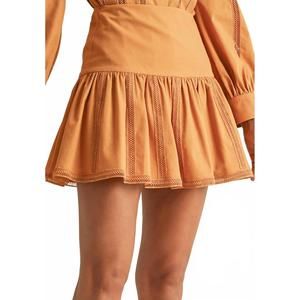 NEW EB LUXE elegant pleaded mini skirt in butterscotch